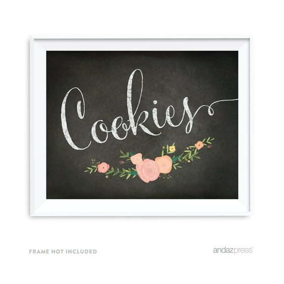 Cookies Chalkboard & Floral Roses Wedding Party Signs
