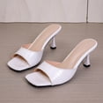 thumbnail image 5 of White Ladies Square Toe Mules Featuring Open Toe Style Stiletto Heel For Leisure, 5 of 9