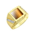 thumbnail image 2 of RYLOS Men's Rings 14K Yellow Gold Designer Ring With Diamonds and Tiger Eye Rings For Men Size 9, 2 of 6
