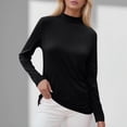 thumbnail image 6 of TRUBKH Long Sleeve Shirts for Women Turtleneck Tops for Women Going Out Tops for Women Ribbed Tops for Women Shirts Round Neck Long Sleeve Fall Tops Blouses Clothes Button Down Shirt Women Black L, 6 of 7