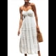 thumbnail image 2 of Vestido Bohemio de Encaje de Crochet para Mujer, Color Liso, con Tirantes Finos para Vacaciones de Verano. L, 2 of 10