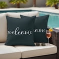 thumbnail image 4 of Welcome Outdoor Waterproof Pillow Covers, Black Vintage Style Simple Farmhouse Wood Grain Decorative Square Throw Pillowcase Sofa Cushion Sham for Patio/Couch/Chair, 20"x20" 2 Pack, 4 of 8