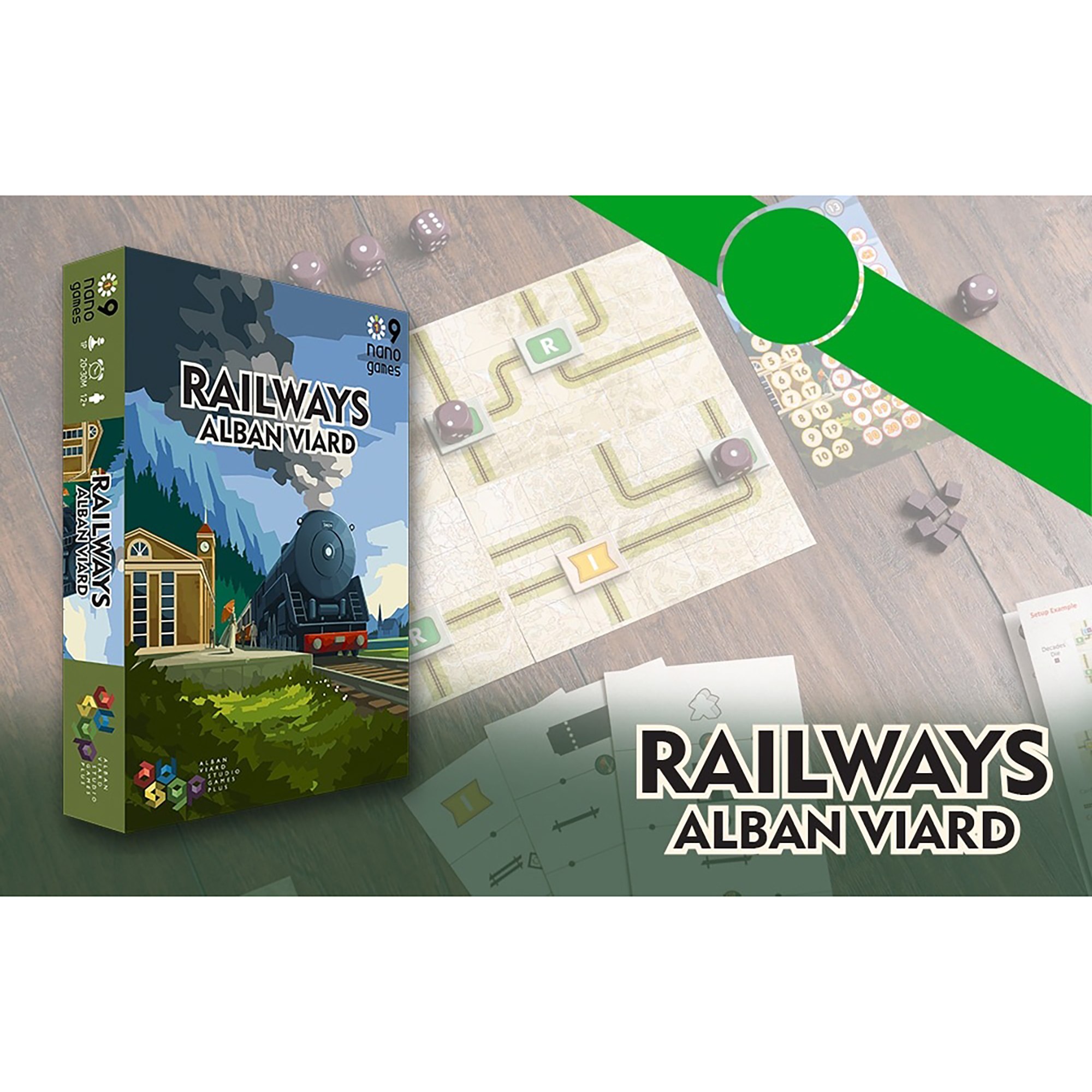 Nano9Games Volume 1: Railways - Capstone Games, 19th Centrury Themed Action Performing Railroad Game, 1 Player, 30 Mins