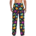 thumbnail image 3 of Uemuo Colorful Dinosaur Pattern Men's Wide Leg Palazzo Lounge Pants with Pockets Light Weight Loose Comfy Casual Pajama Pants-XX-Large, 3 of 9