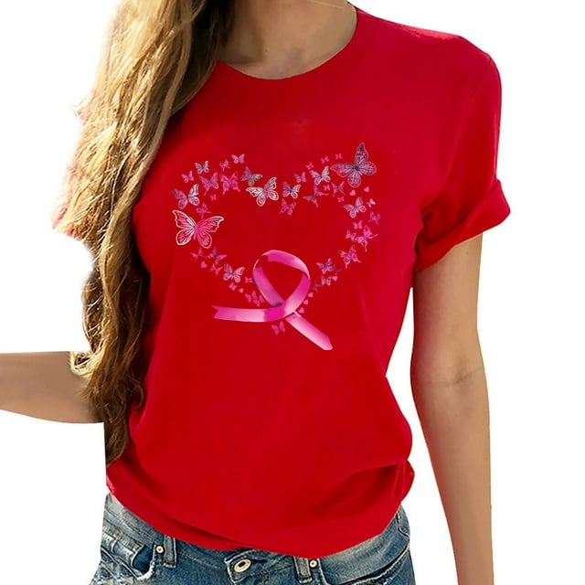 Yhmxh T-shirts pour Femmes Col Rond Imprimé Poitrine Manches Courtes T-shirt Hauts d'Été pour Femmes Manches Courtes Chemises d'Été sous-Vêtements T-shirts pour Femmes