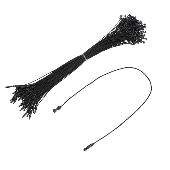Uxcell Cotton Hang Tag String Snap Lock Price Tag Fastener Ties 100 Pcs Black 9.8 in