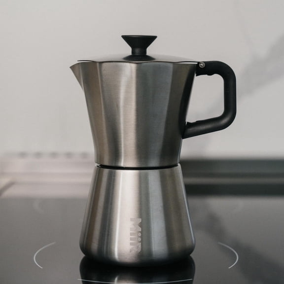 New Standard Moka Pot, 10oz -  Stainless Steel Coffee Maker for Rich Espresso Strength Brew