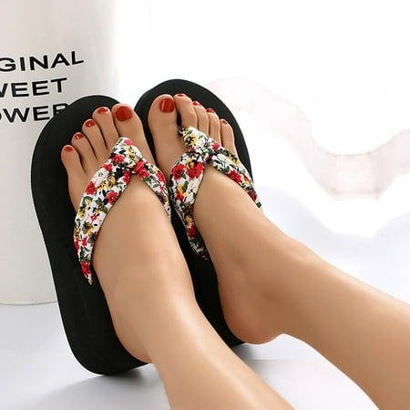 

Cathalem Slide Sandal for Women Comfort Women Wedge Heel Thick Bottom Floral Flip Flops Beach Rhinestone Sandals for Women Size 9 Beige 7