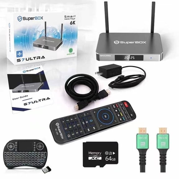 Latest SuperBox S7 Ultra 2026 Fully Loaded TV Box, 4GB RAM 128 GB ROM for Family Entertainment, Super Box S7ultra 6K Smart TV Box with Voice Remote, Time Shift & Parental Controls