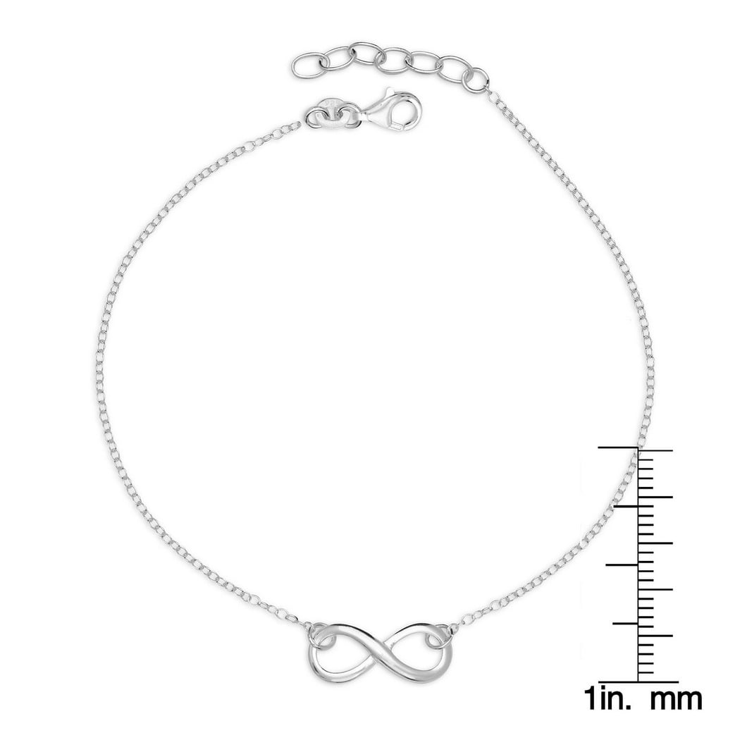 Italian 925 Sterling Silver 10+1 Inch Polished Infinity Cable Anklet (5mm Wide X 11 Inch Long) Anklet for Women