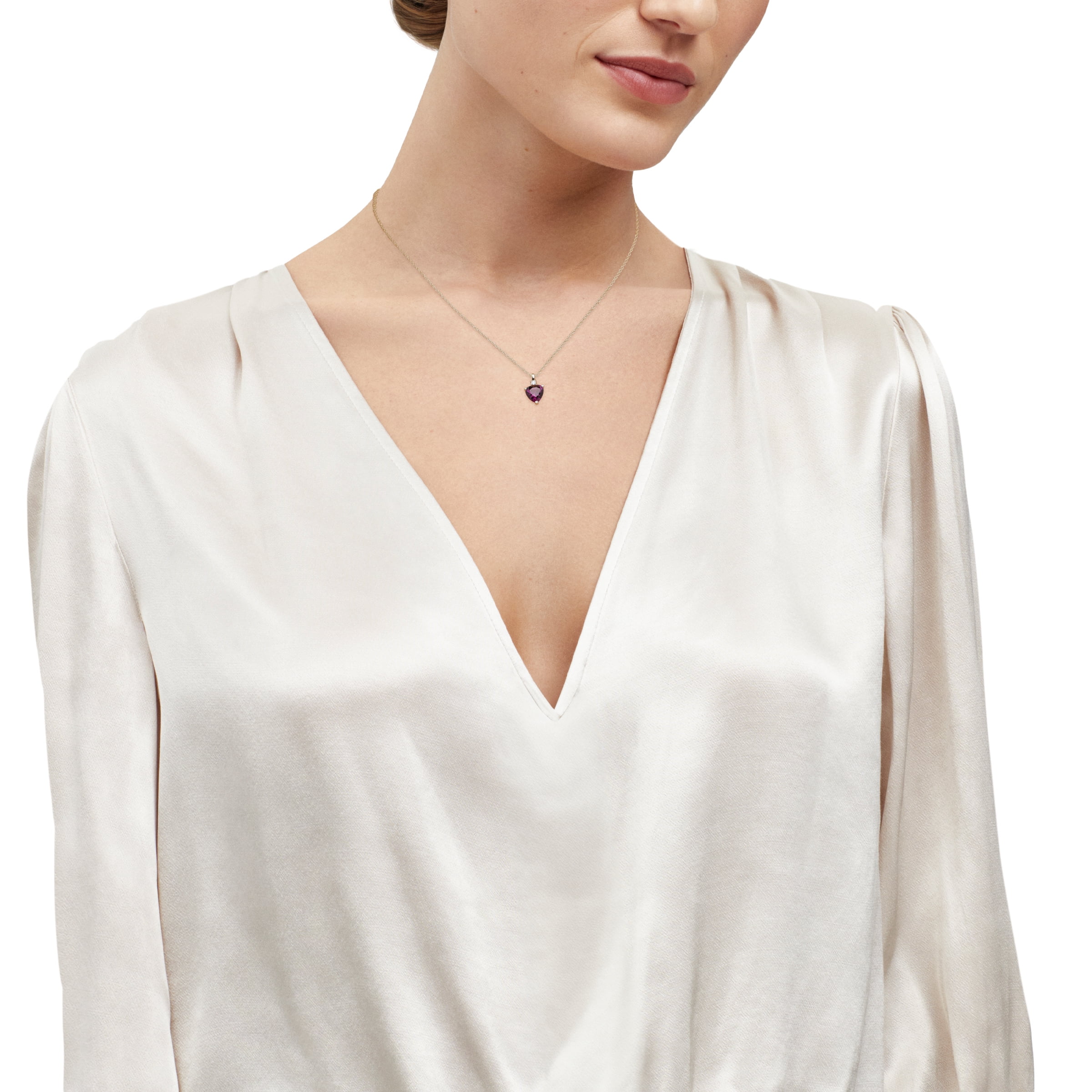 Brilliance Fine Jewelry Heart Simulated Amethyst and Cubic Zirconia Pendant Necklace