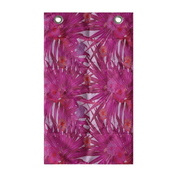 Hibiscus Hanging Pocket Organizer, Summer Concept Pattern of Tropical Flowers and Monstera Leaves, Printed Polyester Storage Bag with Pockets, 21" x 31", Raspberry Pale Pink