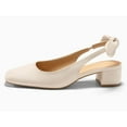thumbnail image 5 of Womens Chunky Low Heels Bow Slingback Pumps Closed Square Toe Wedding Party Dress Shoes, 5 of 5