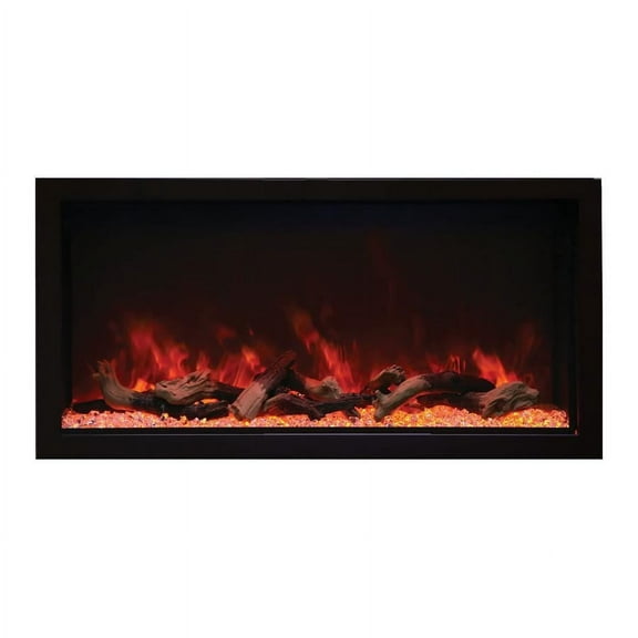 Remii 45" Tall Modern Metal Indoor or Outdoor Electric Fireplace in Black