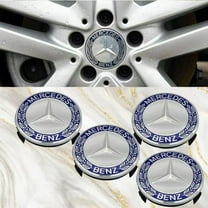 4 x Wheel Center Hub Caps AMG Wreath Blue Fit for Mercedes-Benz A B C E S SL ML GL Class
