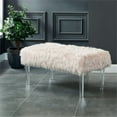 thumbnail image 4 of Furniture of America Raven II Contemporary Fabric Upholstered Bench in Pink, 4 of 6