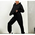 thumbnail image 3 of Admvng Two Piece Sets for Women Casual Solid Color Fleece Long Sleeved Hoodie and Sweatpants Fall Fashion Clothes Tracksuit S-XL, 3 of 3