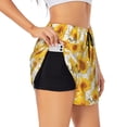 thumbnail image 3 of Lsque White Marble Pattern Sunflower Printed Women's Running Shorts with Liner Pockets,Elastic Quick Dry Workout Athletic Gym Yoga Shorts,Womens High Waist Shorts-XX-Large, 3 of 9