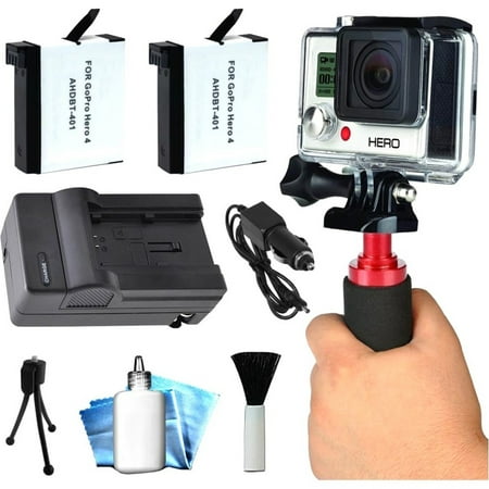 Bundle GoPro HERO4 Hero 4 Black Silver Best Value Accessory Package includes AHDBT401 Battery Pack (2)