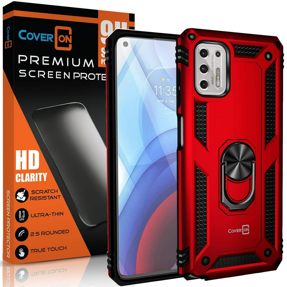 CoverON For Motorola Moto G Stylus 2021 Ring Case with Screen Protector