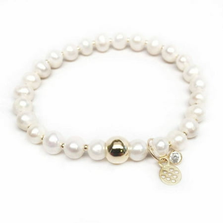 Julieta Jewelry Freshwater Pearl Lily 14kt Gold over Sterling Silver Stretch Bracelet