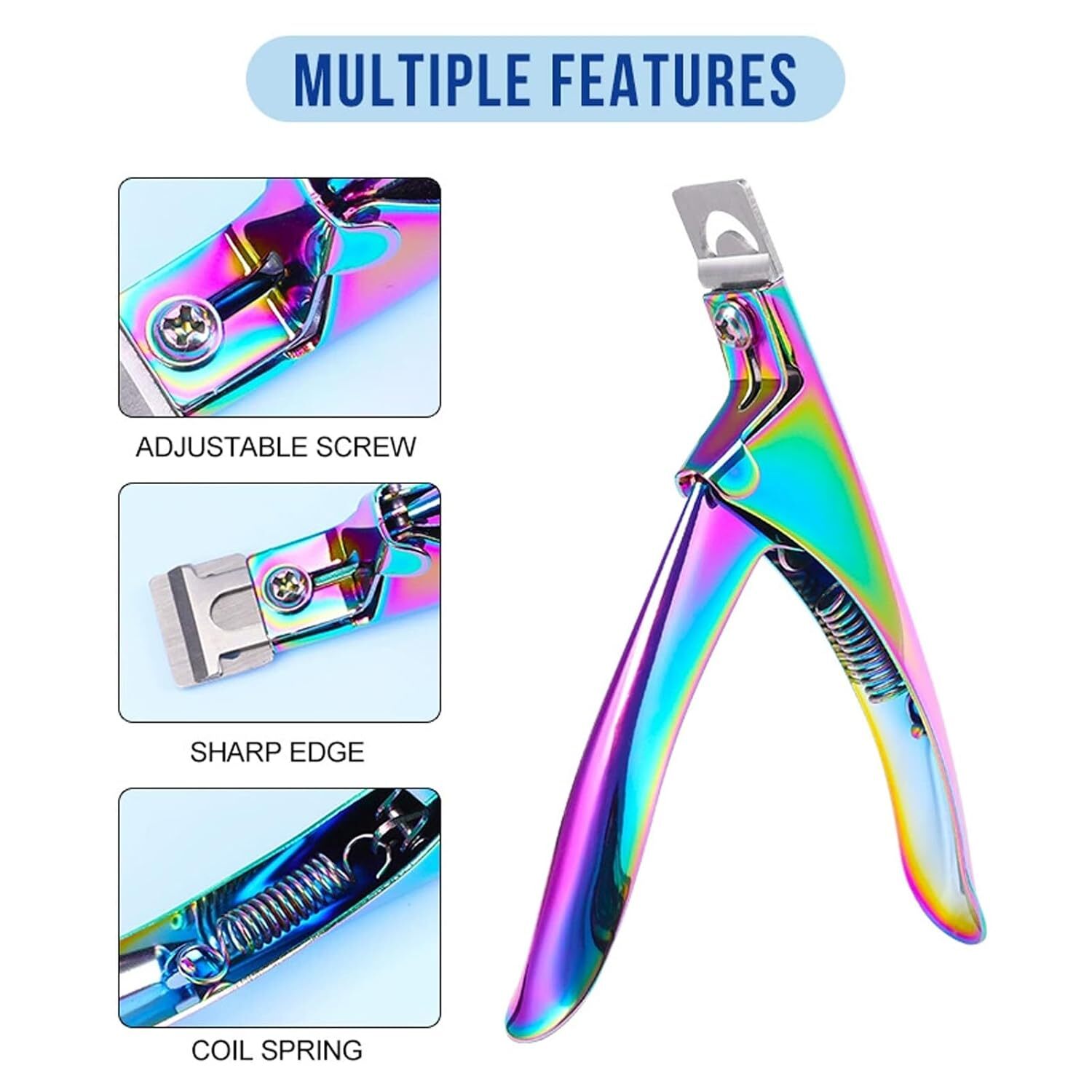 3 PC Professional Acrylic Nail Clippers Durable Stainless Steel, Titanium-Coated for Manicure & Pedicure, Versatile for All Nail Types, Ideal Gift for Nail Art Enthusiasts