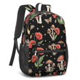 thumbnail image 2 of Mushroom and Moon Black Pattern 17" School Backpacks for Teens,Waterproof Oxford Fabric,S-Shape Padded Straps for School,Travel,Hiking,Camping, 2 of 6
