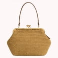 thumbnail image 5 of Women's Yellow Woven Shoulder Bag, Large Capacity Straw Handbag with Retro Kiss Lock, Summer Vacation Beach Purse, 5 of 9