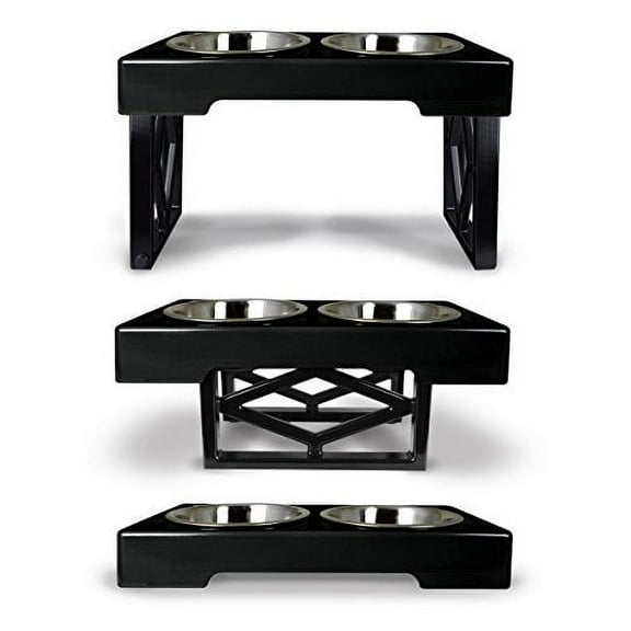 Pet Zone Designer Diner Adjustable Elevated Dog Bowls Raised Dog Bowl Station with Stand, Adjusts to 3 Heights comes with 2 SS Bowls (7-Cup Capacity)