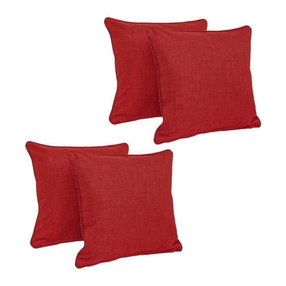 Blazing Needles Indoor/Outdoor Square Corded Throw Pillow, 18", Paprika 4 Count