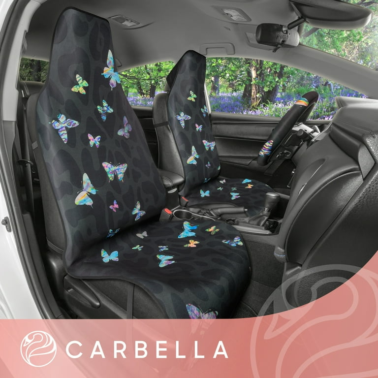 Carbella Cheetah Print Butterfly Car Seat Covers Set, Pack Front
