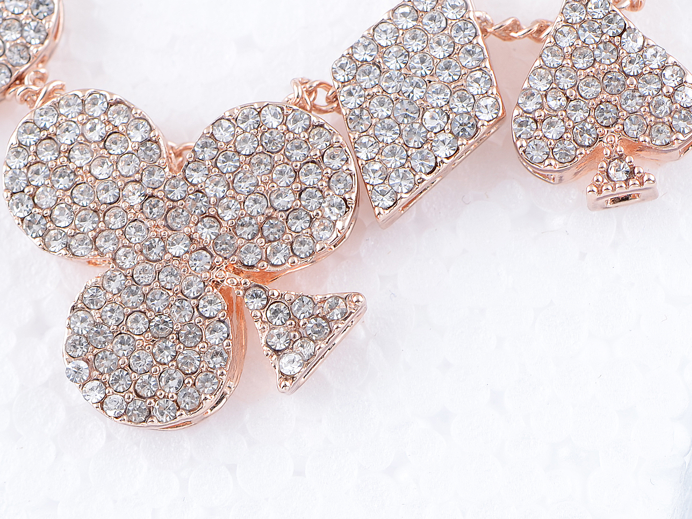 Alilang Vegas 4 Suits Necklace - Crystal Rhinestone Card Pendant, Movable Diamonds Clubs Hearts Spades