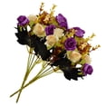 thumbnail image 4 of Ramo de rosas de cristal artificial Ceremonia de banquete de boda Decoración floral de tela de seda rosa falsa, Morado oscuro Bewildely HA6935-06B, 4 of 6