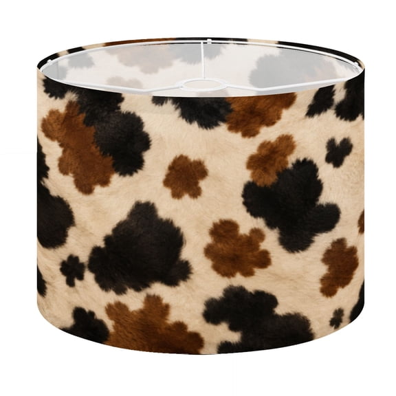 Drum Lamp Shade Cowhide Black Brown Spots Beige Lampshade for Table Lamps Floor Lamps Pendant Light 13"x13"x10" Replacement Linen Large Lamp Shade Easy Assembly