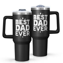 OBREWU Best Dad Ever Tumbler with Handle and Lid,40oz Best Dad Ever Double Wall Vacuum Insulated Tumbler,Best Dad Ever Cups Gift for Women and Men