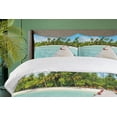 thumbnail image 4 of Ambesonne Tropical Duvet Cover Sets, Maldives Island Beach, 2-King, Fern Green Turquoise, 4 of 7