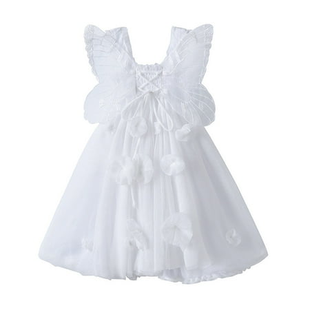

Toddler Dress Fly Sleeve Butterfly Tulle Suspenders Dance Party Princess Clothes Dresses For Girls