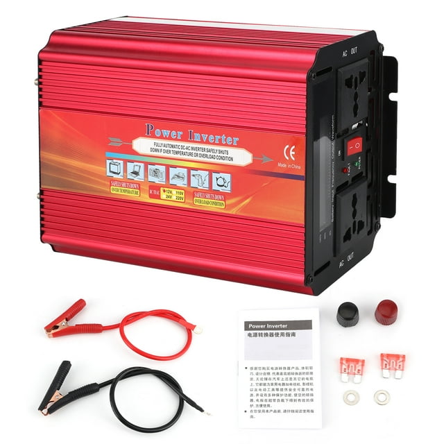 Vehicle Acessory, Practical Dual Cooling Fan 2 Universal Sockets USB Power Inverter LCD With High Temperature Protection For Family Emergency For Outdoor Work AC110V 60+/-3Hz