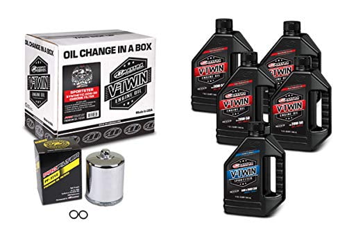 Maxima 90-119015PC Sportster Synthetic Oil Change Kit with Chrome Filter