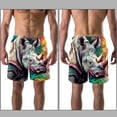 thumbnail image 3 of luoweisi Men's Beach Shorts Quick Dry Swim Trunks with Mesh Lining Abstract Rhinoceros L, 3 of 5