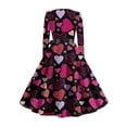 thumbnail image 5 of Long Sleeve Fit And Flare Heart Dress for Women Belted Waist Romantic Heart Print Flowy Skirt Soft Comfortable Fabric Ideal for Valentine s Day Casual Wear, Sizes S-5XL, 5 of 5