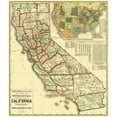 thumbnail image 2 of Rand McNally 20x22 Gold Ornate Wood Framed with Double Matting Museum Art Print Titled - California Railroad and Counties 1883, 2 of 4