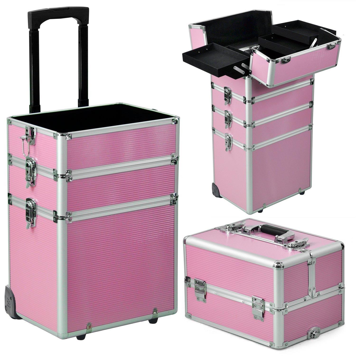 Ktaxon Pro 4in1 Rolling Aluminum Train Case Professional Beauty Makeup