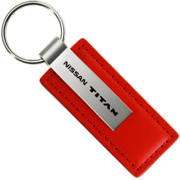 Nissan Titan Red Rectangular Leather Key Chain