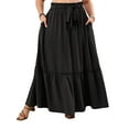 thumbnail image 2 of Cueply Women's Plus Size Casual High Waist Tie Front Long Skirts with Pockets Flowy Summer Pleated Tiered Maxi Elastic Skirt, 2 of 9