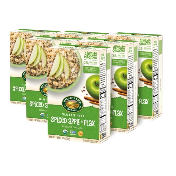 Nature's Path Organic Spiced Apple   Flax Instant Oatmeal, 11.3oz Box (pack of 6)