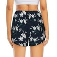 thumbnail image 4 of Uemuo Lilies Flowers Pattern Women's Athletic Shorts High Waisted Running Shorts with Liner Pockets Gym Elastic Workout Shorts-Small, 4 of 9