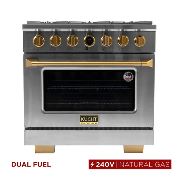36 in. 5.2 cu. ft. 6 Burners Dual Fuel Range for Natural Gas in Stainless Steel