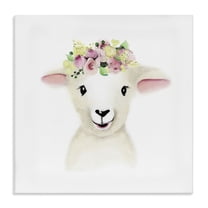 The Kids Room by Stupell Cute Cartoon Baby Lamb Sheep Flower Crown Farm Animal Painting XL Canvas Wall Art by Studio Q by Studio Q
