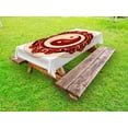 thumbnail image 1 of Ying Yang Outdoor Tablecloth, Traditional Asian Cultural Symbol Floral Ornamental Patterns Balance Zen, Decorative Washable Fabric Picnic Tablecloth, 58 X 104 Inches, Maroon Cream White, by Ambesonne, 1 of 2